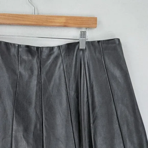 Lane Bryant Skirt Womens 22 Black Faux Leather A Line Plus Size Flare Cocktail - Picture 8 of 10